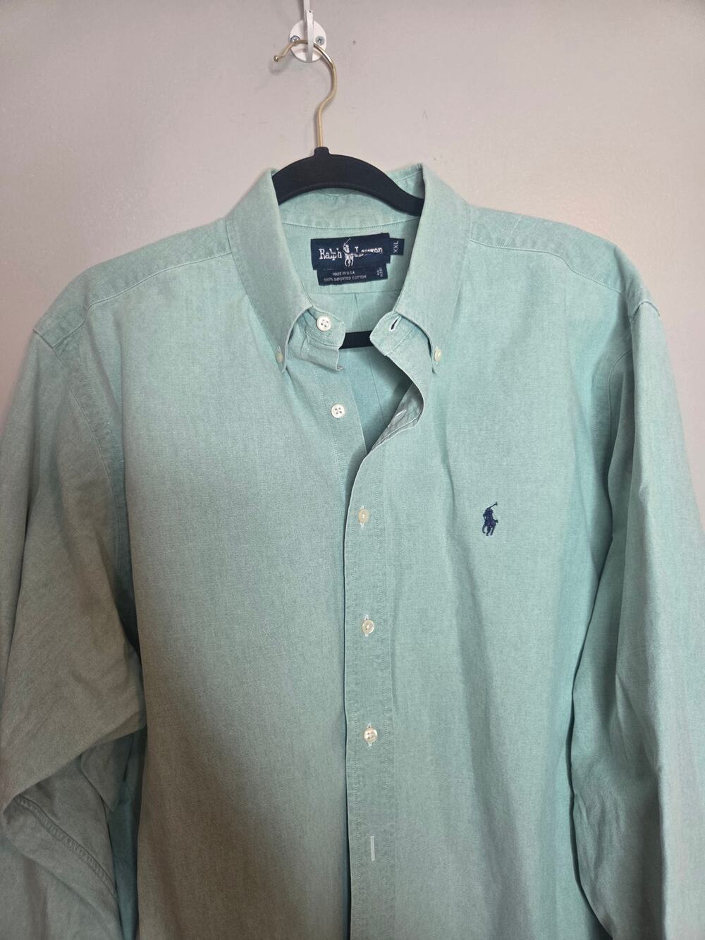 Ralph Lauren Mens Size XXL Mint Green Long Sleeve Button Up